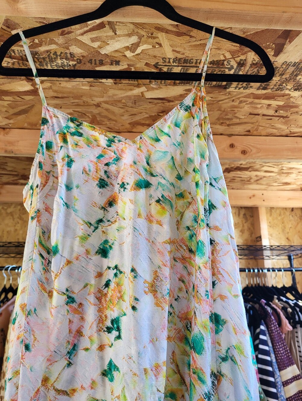 ESSENTIEL ANTWERP Silk Floral Maxi Dress in White with Yellow and Green Accents - Picture 3 of 6